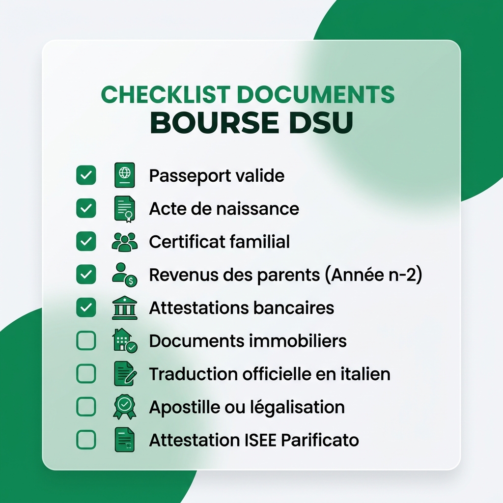 Checklist Documents requis pour la Bourse DSU