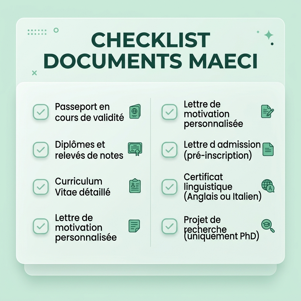 Checklist Documents requis pour la Bourse MAECI